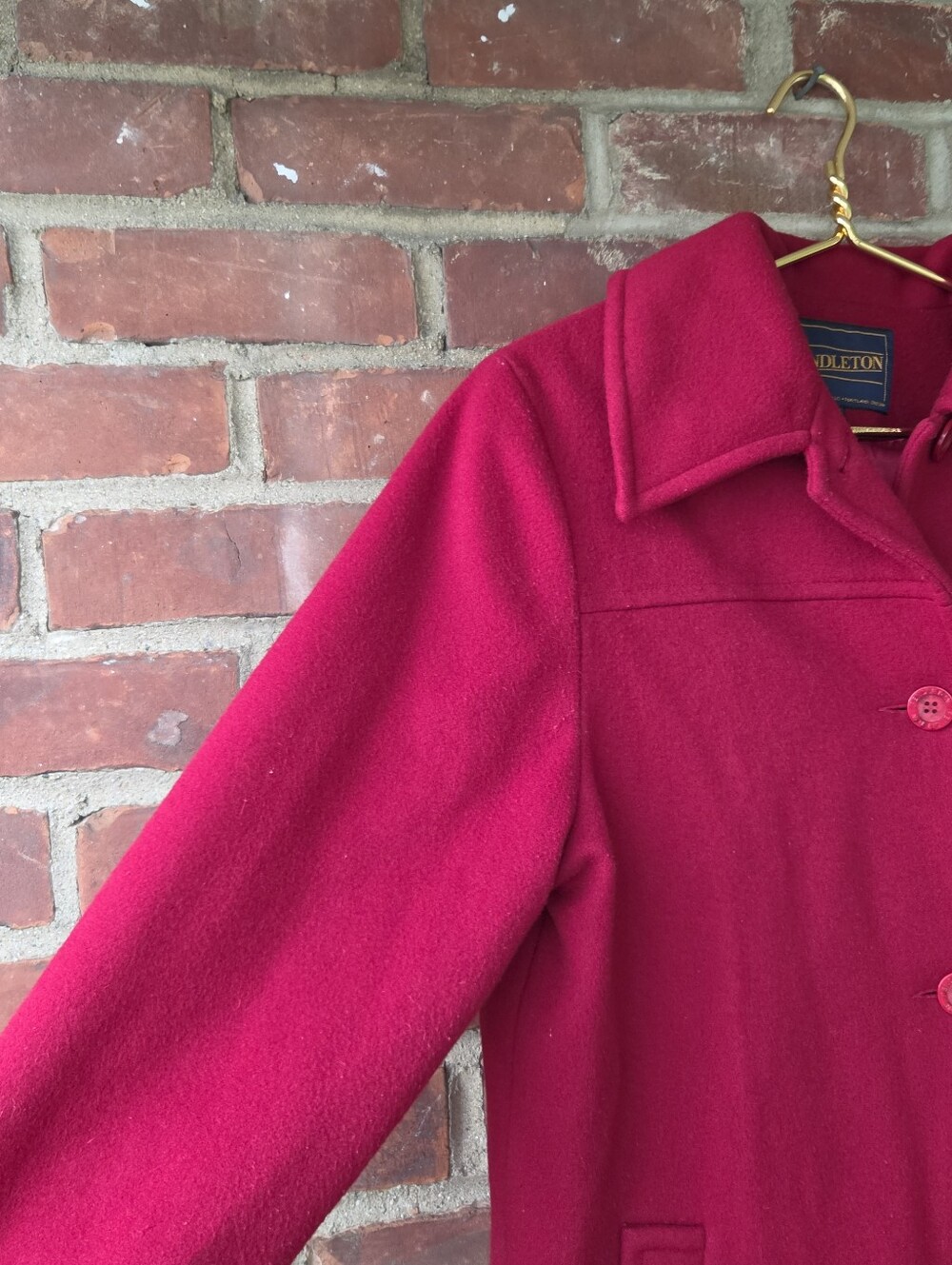 Pendleton Red 100% Wool Coat Medium Classic Relaxed Fit - Picture 7 of 9